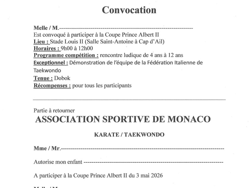Coupe Prince Albert II - Dimanche 3 mai 2026